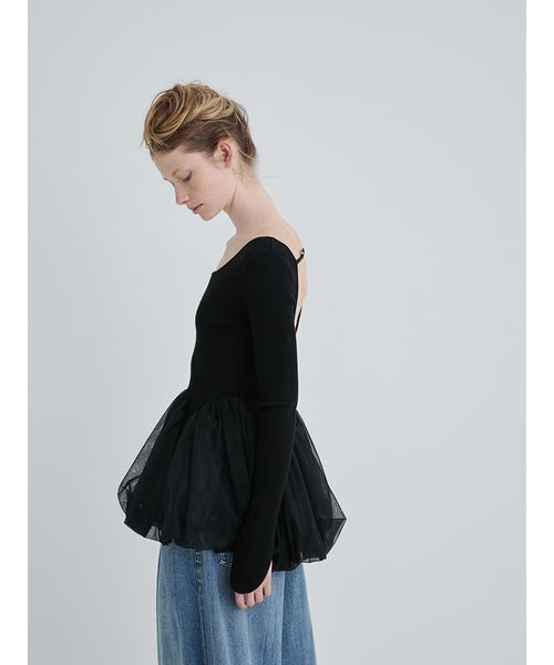 SORIN(ソリン )の「Tulle Panel Hem Top/チュールパネルヘムトップ(Tシャツ/カットソー・レディース・オフホワイト/ブラック/カーキ・38)」の21枚目の写真