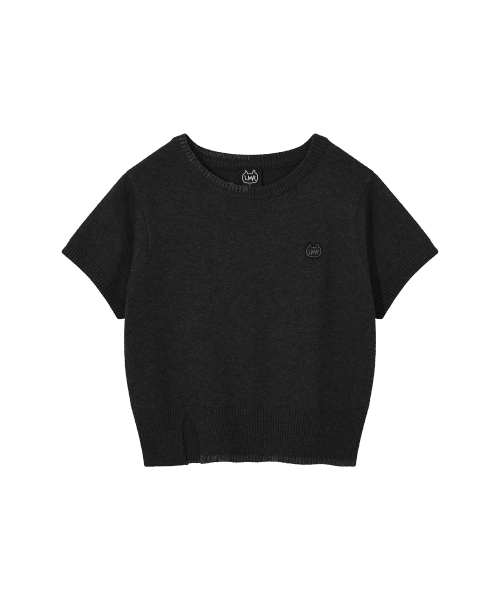 LMR(エルエムアール)の「ステッチポイントスリットハーフニット CHARCOAL(Tシャツ/カットソー・レディース・チャコール・FREE)」の1枚目の写真