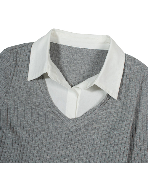 MOAA（モア）の「Cuff Collared Knit Top (GRAY)（シャツ/ブラウス・レディース・その他・SMALL/MEDIUM）」の5枚目の写真