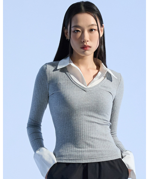 MOAA（モア）の「Cuff Collared Knit Top (GRAY)（シャツ/ブラウス・レディース・その他・SMALL/MEDIUM）」の7枚目の写真