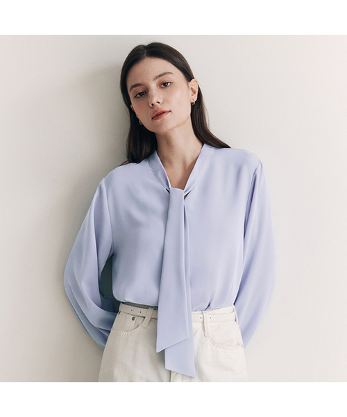ZEROSTREET（ゼロストリート）の「[10カラー] タイブラウス（シャツ/ブラウス・レディース・パープル/Beige/イエロー/グレー系/PINK/ブラウン/ブラック/アイボリー/ネイビー/ブルー/ラベンダー/ライトイエロー・MEDIUM/SMALL）」の9枚目の写真