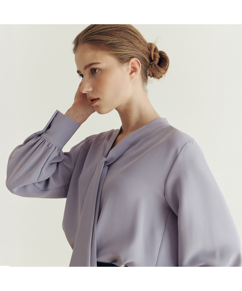 ZEROSTREET（ゼロストリート）の「[10カラー] タイブラウス（シャツ/ブラウス・レディース・パープル/Beige/イエロー/グレー系/PINK/ブラウン/ブラック/アイボリー/ネイビー/ブルー/ラベンダー/ライトイエロー・MEDIUM/SMALL）」の8枚目の写真