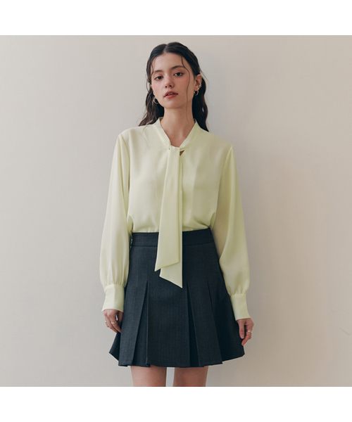 ZEROSTREET（ゼロストリート）の「[10カラー] タイブラウス（シャツ/ブラウス・レディース・パープル/Beige/イエロー/グレー系/PINK/ブラウン/ブラック/アイボリー/ネイビー/ブルー/ラベンダー/ライトイエロー・MEDIUM/SMALL）」の10枚目の写真