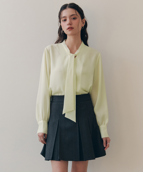 ZEROSTREET（ゼロストリート）の「[10カラー] タイブラウス（シャツ/ブラウス・レディース・パープル/Beige/イエロー/グレー系/PINK/ブラウン/ブラック/アイボリー/ネイビー/ブルー/ラベンダー/ライトイエロー・MEDIUM/SMALL）」の16枚目の写真