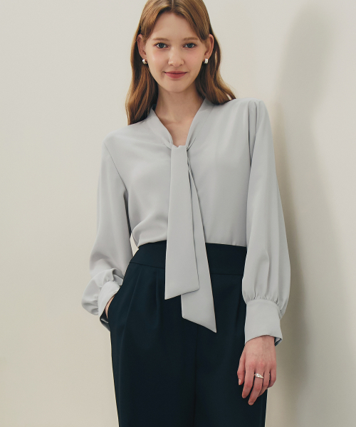 ZEROSTREET（ゼロストリート）の「[10カラー] タイブラウス（シャツ/ブラウス・レディース・パープル/Beige/イエロー/グレー系/PINK/ブラウン/ブラック/アイボリー/ネイビー/ブルー/ラベンダー/ライトイエロー・MEDIUM/SMALL）」の21枚目の写真