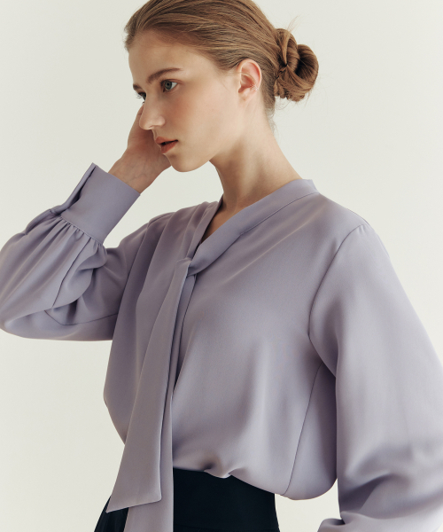 ZEROSTREET（ゼロストリート）の「[10カラー] タイブラウス（シャツ/ブラウス・レディース・パープル/Beige/イエロー/グレー系/PINK/ブラウン/ブラック/アイボリー/ネイビー/ブルー/ラベンダー/ライトイエロー・MEDIUM/SMALL）」の20枚目の写真