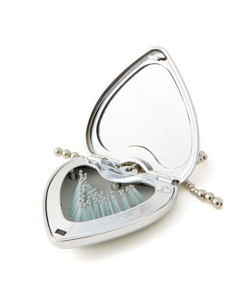 チャーム付き ミラー＆ブラシ シルバー（その他ビューティーグッズ