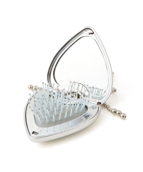 チャーム付き ミラー＆ブラシ シルバー（その他ビューティーグッズ