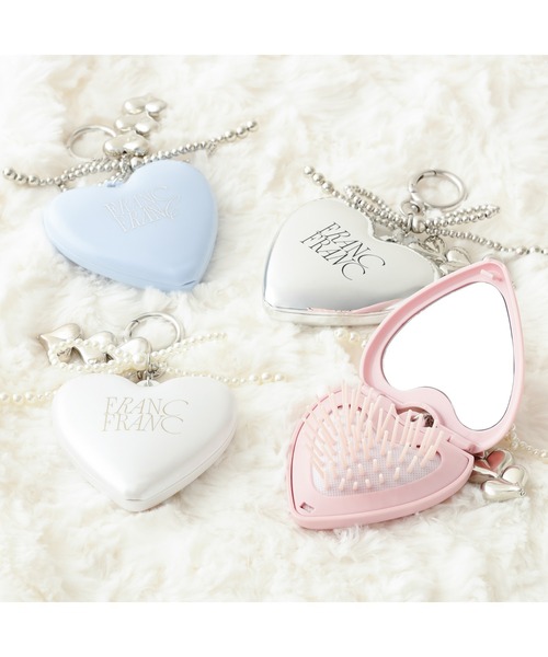 チャーム付き ミラー＆ブラシ シルバー（その他ビューティーグッズ