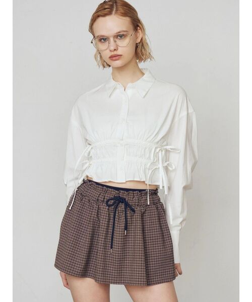 EMODA（エモダ）の「サイドリボンストリングシャツ（シャツ/ブラウス・レディース・ブルー/グレー/ホワイト・FREE）」の7枚目の写真