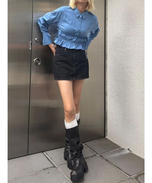 EMODA（エモダ）の「サイドリボンストリングシャツ（シャツ/ブラウス・レディース・ブルー/グレー/ホワイト・FREE）」の22枚目の写真