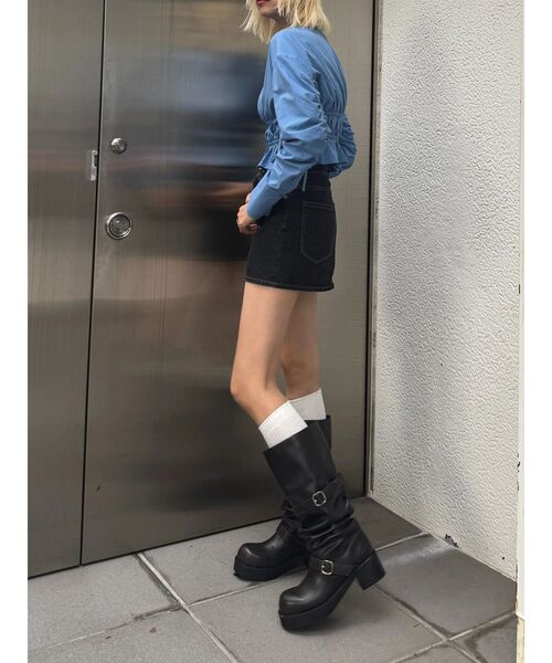 EMODA（エモダ）の「サイドリボンストリングシャツ（シャツ/ブラウス・レディース・ブルー/グレー/ホワイト・FREE）」の20枚目の写真