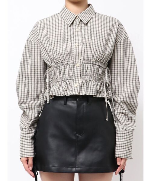 EMODA（エモダ）の「サイドリボンストリングシャツ（シャツ/ブラウス・レディース・ブルー/グレー/ホワイト・FREE）」の18枚目の写真