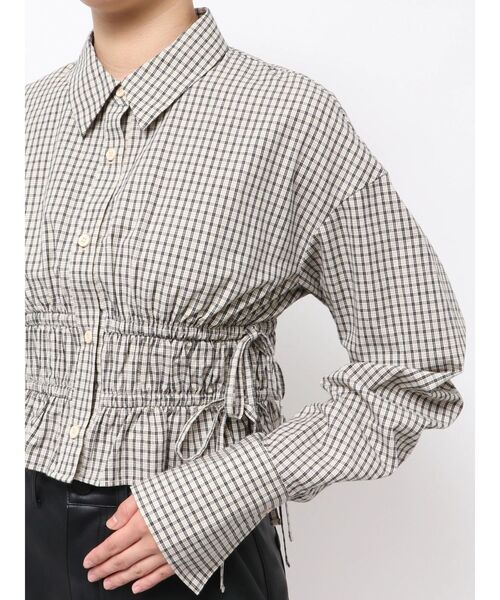 EMODA（エモダ）の「サイドリボンストリングシャツ（シャツ/ブラウス・レディース・ブルー/グレー/ホワイト・FREE）」の14枚目の写真