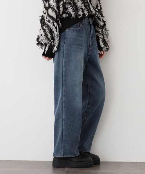 .WORKS(ドットワークス)の「.works 裏シャギーデニムワイドパンツ(デニムパンツ・レディース・ブルー/ネイビー・S-Long/M-Long/L-Long/S-Short/M-Short/L-Short)」の9枚目の写真