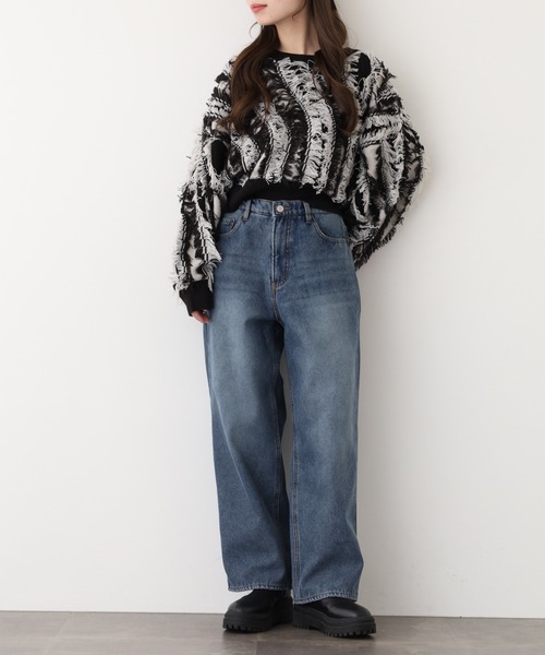 .WORKS(ドットワークス)の「.works 裏シャギーデニムワイドパンツ(デニムパンツ・レディース・ブルー/ネイビー・S-Long/M-Long/L-Long/S-Short/M-Short/L-Short)」の10枚目の写真