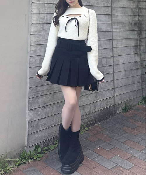 one way（ワンウェイ）の「モックネックレイヤード風ニット（Tシャツ/カットソー・レディース・ブラック/グレー/ホワイト/ピンク・FREE）」の13枚目の写真