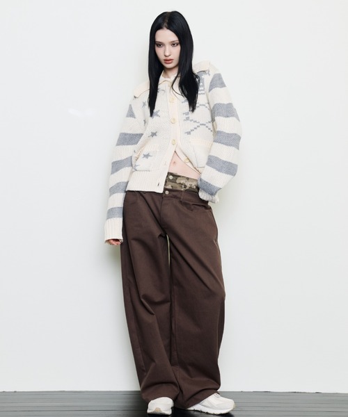 LUVISTRUE(ラヴイズトゥルー)の「EV SKELETON KNIT CARDIGAN(カーディガン/ボレロ・レディース・クリーム/ブラック・FREE)」の6枚目の写真