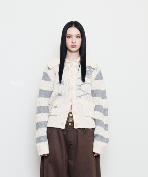 LUVISTRUE(ラヴイズトゥルー)の「EV SKELETON KNIT CARDIGAN(カーディガン/ボレロ・レディース・クリーム/ブラック・FREE)」の9枚目の写真