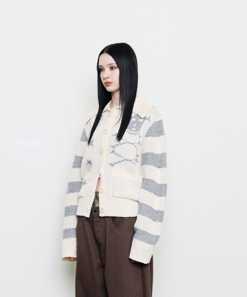 LUVISTRUE(ラヴイズトゥルー)の「EV SKELETON KNIT CARDIGAN(カーディガン/ボレロ・レディース・クリーム/ブラック・FREE)」の10枚目の写真