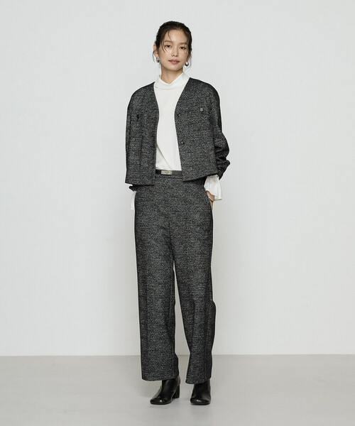 COMME CA（コムサ）の「ツイード柄リバージャージー ノーカラージャケット（ノーカラージャケット・レディース・ブラック/ブラウン・9号）」の8枚目の写真