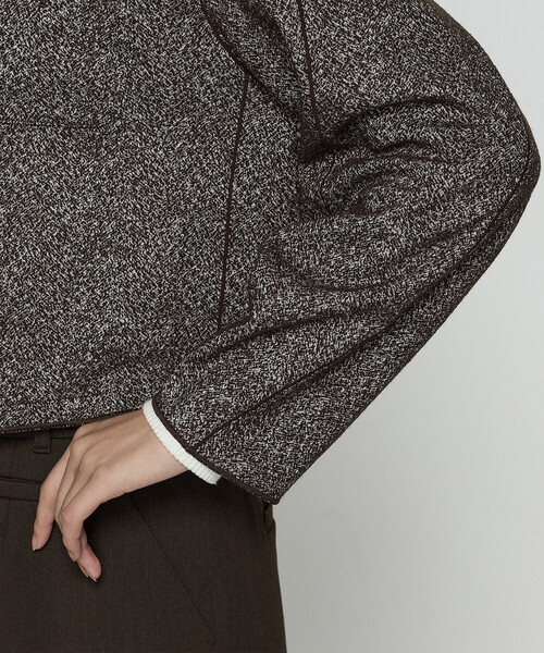 COMME CA（コムサ）の「ツイード柄リバージャージー ノーカラージャケット（ノーカラージャケット・レディース・ブラック/ブラウン・9号）」の16枚目の写真