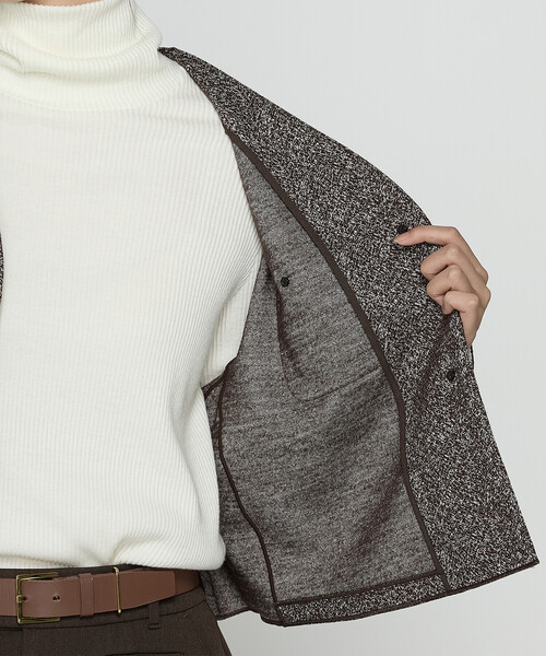 COMME CA（コムサ）の「ツイード柄リバージャージー ノーカラージャケット（ノーカラージャケット・レディース・ブラック/ブラウン・9号）」の18枚目の写真