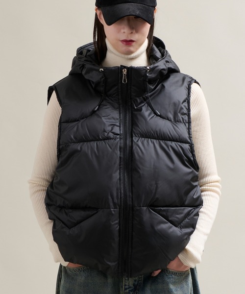 CALIFORNIA OUTFITTERS(カリフォルニア アウトフィッターズ)の「11C15 ドロストフード 中綿ベスト(ダウンベスト・メンズ・アイボリー/ブラック/グレー・FREE)」の8枚目の写真