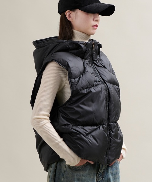 CALIFORNIA OUTFITTERS(カリフォルニア アウトフィッターズ)の「11C15 ドロストフード 中綿ベスト(ダウンベスト・メンズ・アイボリー/ブラック/グレー・FREE)」の10枚目の写真