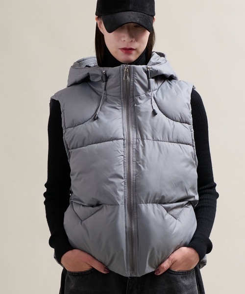 CALIFORNIA OUTFITTERS(カリフォルニア アウトフィッターズ)の「11C15 ドロストフード 中綿ベスト(ダウンベスト・メンズ・アイボリー/ブラック/グレー・FREE)」の13枚目の写真