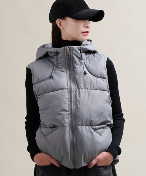 CALIFORNIA OUTFITTERS(カリフォルニア アウトフィッターズ)の「11C15 ドロストフード 中綿ベスト(ダウンベスト・メンズ・アイボリー/ブラック/グレー・FREE)」の14枚目の写真