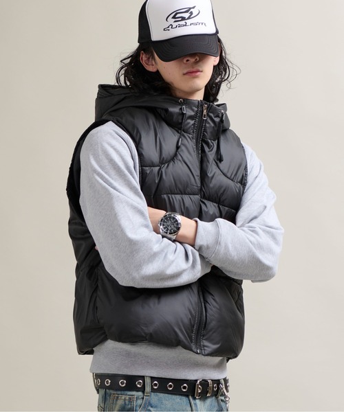 CALIFORNIA OUTFITTERS(カリフォルニア アウトフィッターズ)の「11C15 ドロストフード 中綿ベスト(ダウンベスト・メンズ・アイボリー/ブラック/グレー・FREE)」の22枚目の写真