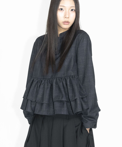 Bshop（ビショップ）の「eunoia | チェックボタン ブラウス WOMEN（シャツ/ブラウス・レディース・チャコール・ONE）」の6枚目の写真