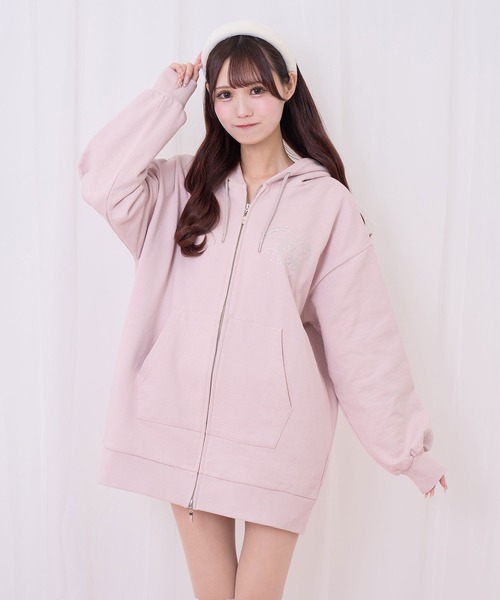 Honey Cinnamon（ハニーシナモン）の「羽ビジュージップパーカー（パーカー・レディース・グレー/ピンク・FREE）」の9枚目の写真
