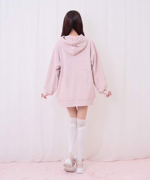 Honey Cinnamon（ハニーシナモン）の「羽ビジュージップパーカー（パーカー・レディース・グレー/ピンク・FREE）」の10枚目の写真