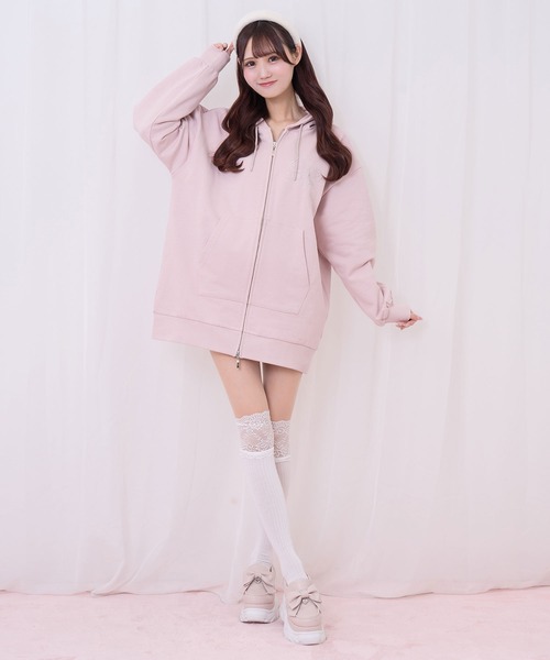 Honey Cinnamon（ハニーシナモン）の「羽ビジュージップパーカー（パーカー・レディース・グレー/ピンク・FREE）」の11枚目の写真