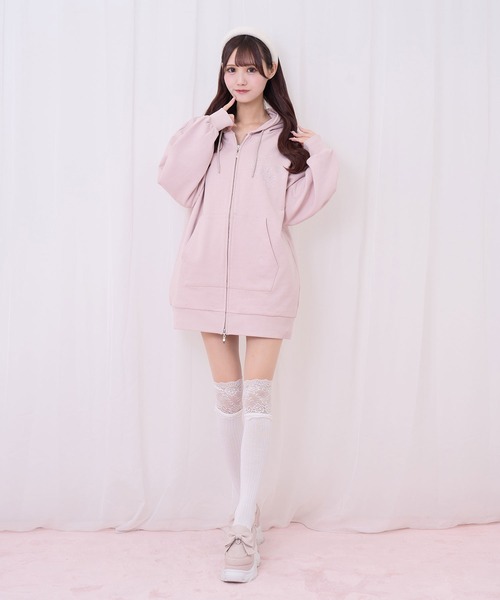 Honey Cinnamon（ハニーシナモン）の「羽ビジュージップパーカー（パーカー・レディース・グレー/ピンク・FREE）」の12枚目の写真