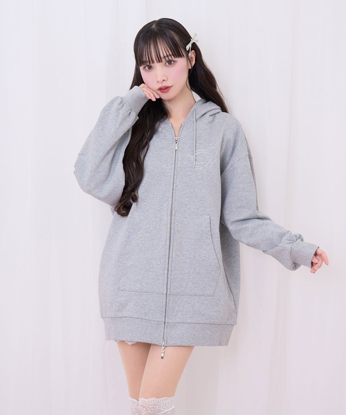 Honey Cinnamon（ハニーシナモン）の「羽ビジュージップパーカー（パーカー・レディース・グレー/ピンク・FREE）」の14枚目の写真