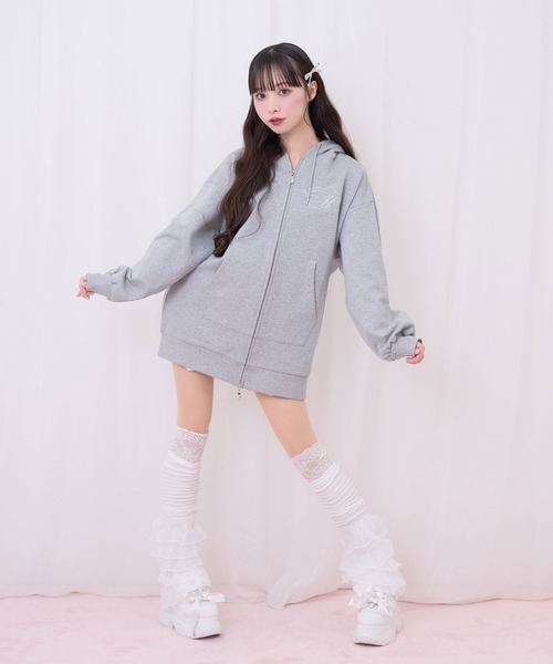 Honey Cinnamon（ハニーシナモン）の「羽ビジュージップパーカー（パーカー・レディース・グレー/ピンク・FREE）」の17枚目の写真