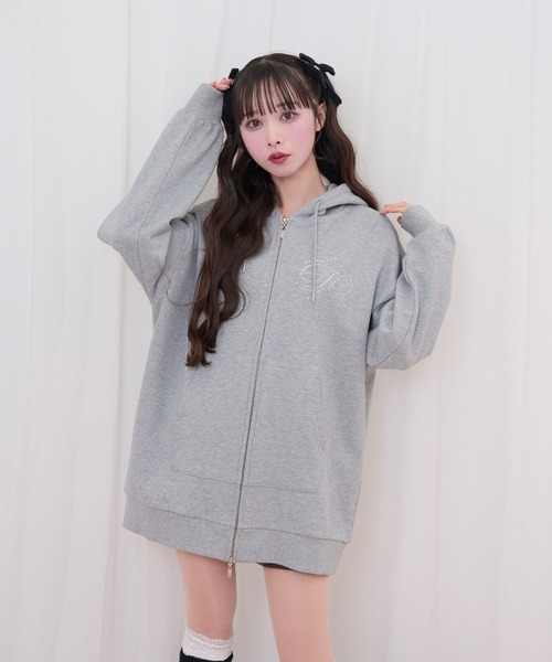 Honey Cinnamon（ハニーシナモン）の「羽ビジュージップパーカー（パーカー・レディース・グレー/ピンク・FREE）」の18枚目の写真