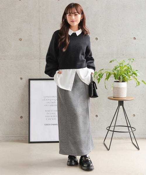 色無地/美品/地柄/グレー/仕立上がり/適応身長153～160㎝/7672 楽天市場】裏毛 配色 スカート レディース ロング Iライン 送料無料