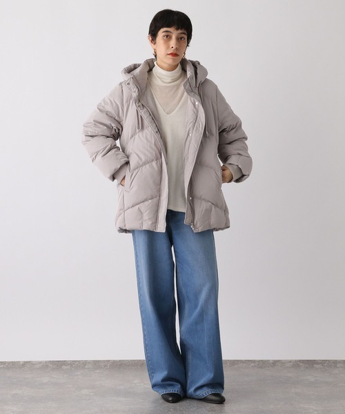 studio CLIP（スタディオクリップ）の「《ウタオ》ハトメフードピュアダウン（ダウンジャケット/コート・レディース・ブラック/ライトベージュ/グレー・FREE）」の4枚目の写真