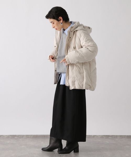 studio CLIP（スタディオクリップ）の「《ウタオ》ハトメフードピュアダウン（ダウンジャケット/コート・レディース・ブラック/ライトベージュ/グレー・FREE）」の18枚目の写真