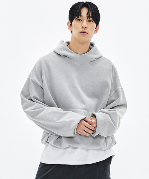 ブローチ付き2wayオフショルリブニット チャコールグレー 