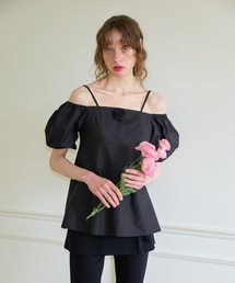 Two-way Off Shoulder Corsage Blouse_ Black