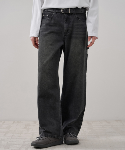 DRAW FIT（ドローフィット）の「ワイドカーペンターワークパンツ[ブラック]（デニムパンツ・メンズ・その他・MEDIUM/LARGE/X-LARGE）」の2枚目の写真