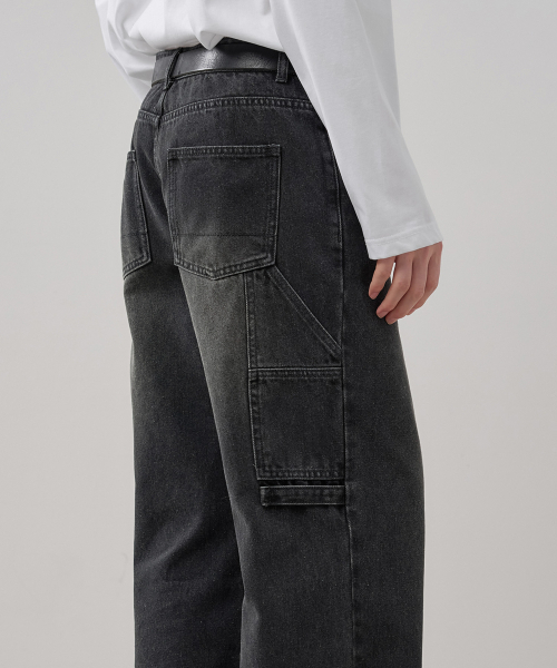 DRAW FIT（ドローフィット）の「ワイドカーペンターワークパンツ[ブラック]（デニムパンツ・メンズ・その他・MEDIUM/LARGE/X-LARGE）」の3枚目の写真