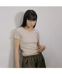 D. ベーシックストライプボタンTシャツ - 3色