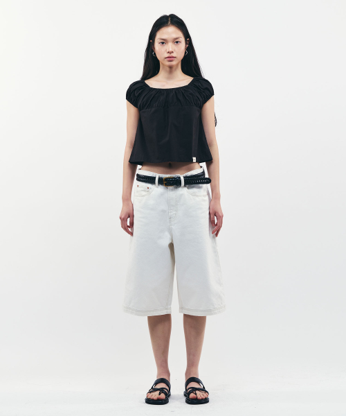 CITYBREEZE(シティブリーズ)の「キャップスリーブシャーリングブラウストップ_BLACK(シャツ/ブラウス・レディース・ブラック・FREE)」の4枚目の写真