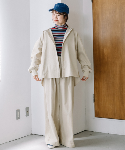 POU DOU DOU(プードゥドゥ)の「コーデュロイフーディシャツジャケット(その他アウター・レディース・キナリ/ダークグレー・M)」の9枚目の写真